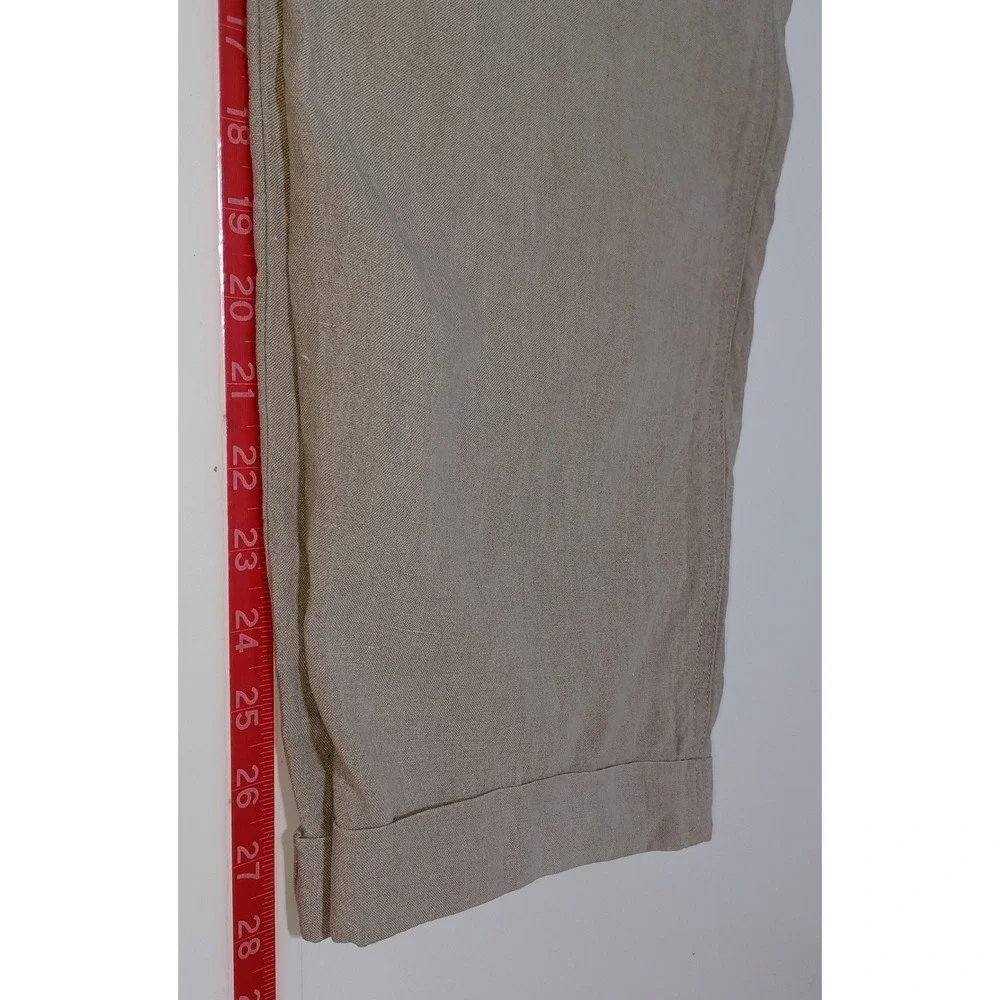 Banana Republic Men Linen Pants 34x28 Tan Pleated Cuffed Resort Old Money Preppy